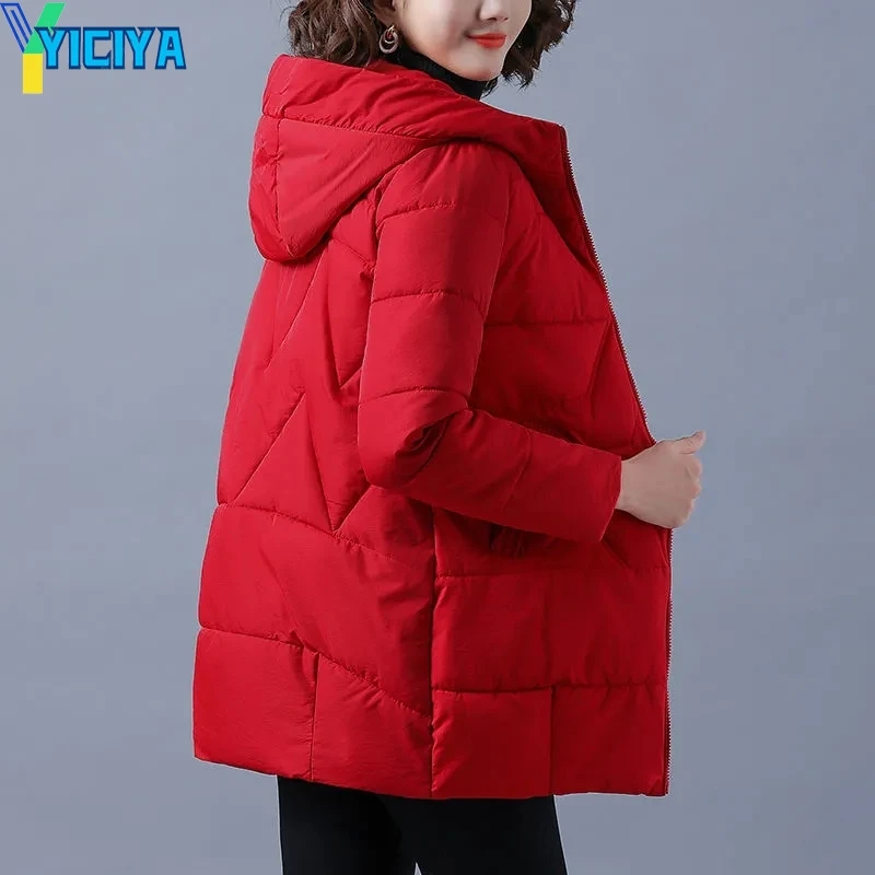 2022 New Women Winter Parkas Long Warm Jackets Female Thicken Coats Cotton Padded Solid Parka Jacket Streetwear Hooded Outwear