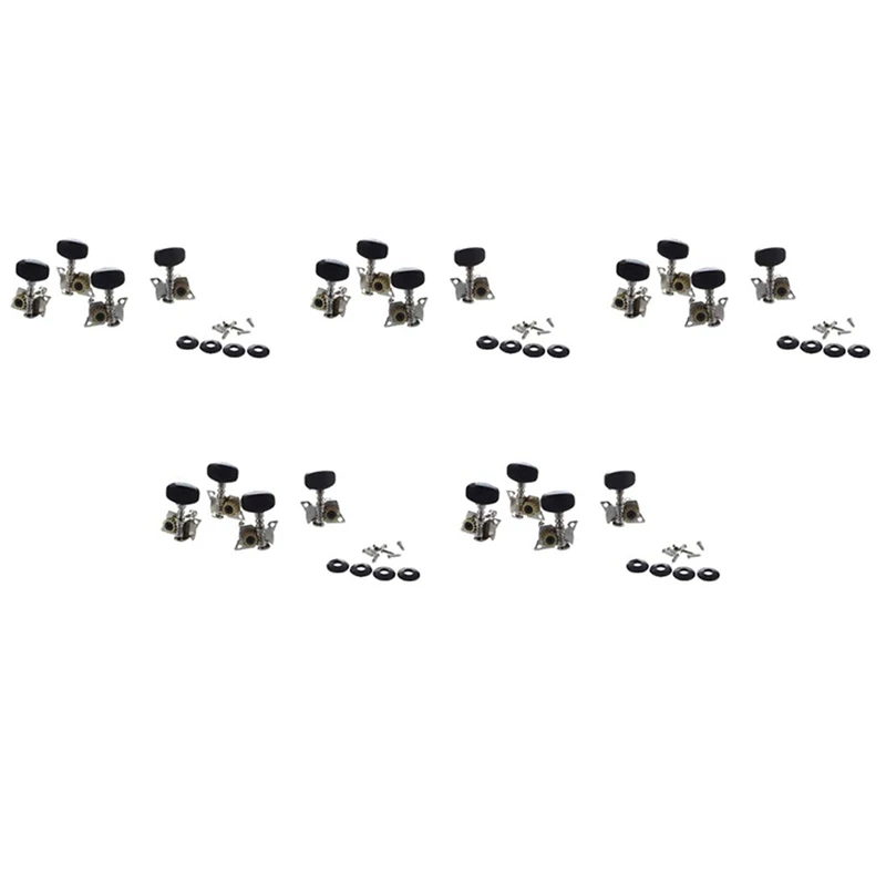 

20Pcs Ukulele Guitar And Small 20 String Guitar Tuning Pegs Machine Heads 10R And 10L, Screws Included--Silver And Black