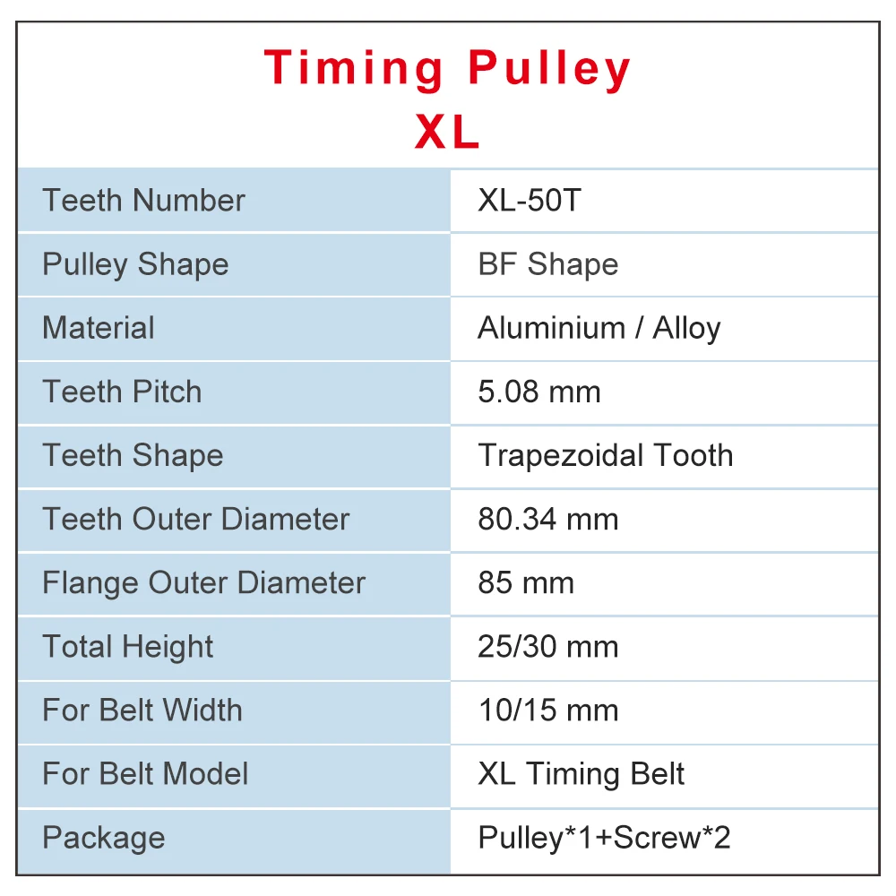 Зубчатый шкив XL50T трапециевидный зуб размер отверстия 6/8/10/12/14/15/16/17/19/20 мм из
