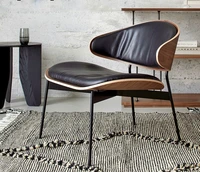 modern leather walnut leisure chair