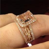milangirl new fashion big stone square rings champagne zircon ring for women bridal wedding jewelry material accessories