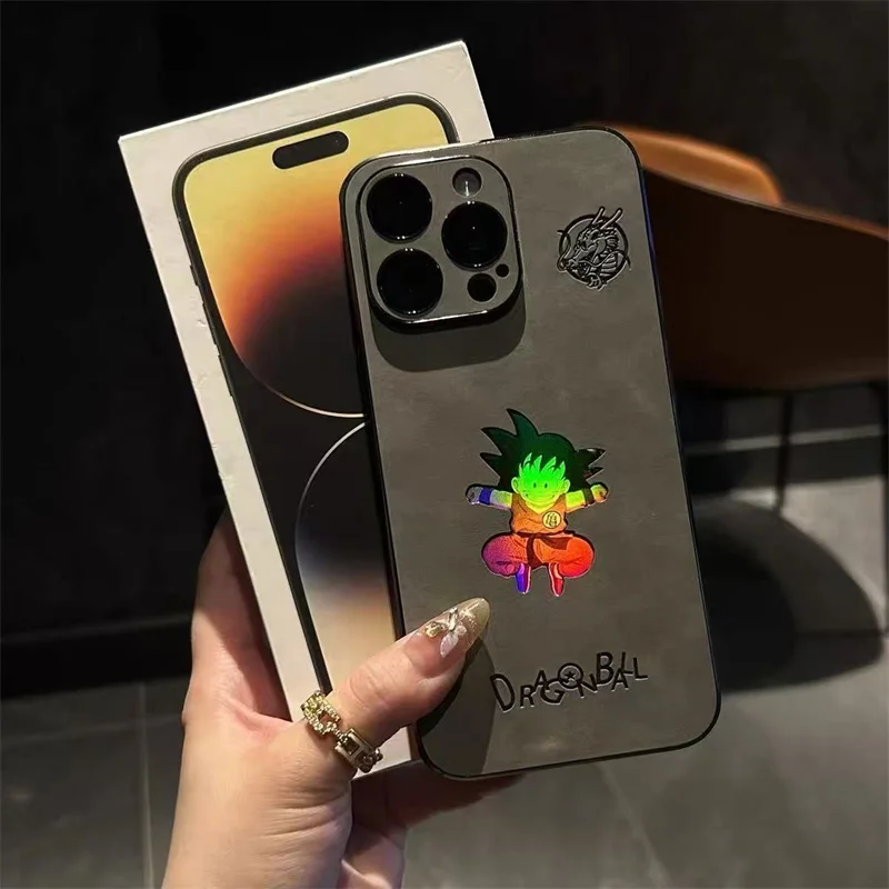 Милый чехол для телефона с аниме Dragon Ball Laser для iPhone 11, 12, 13, 14, 15, 16 Pro Max Plus, кожаный чехол с тиснением из мультфильма Сон Гоку (art.: 3920cf740a68c) - 3920cf740a68c