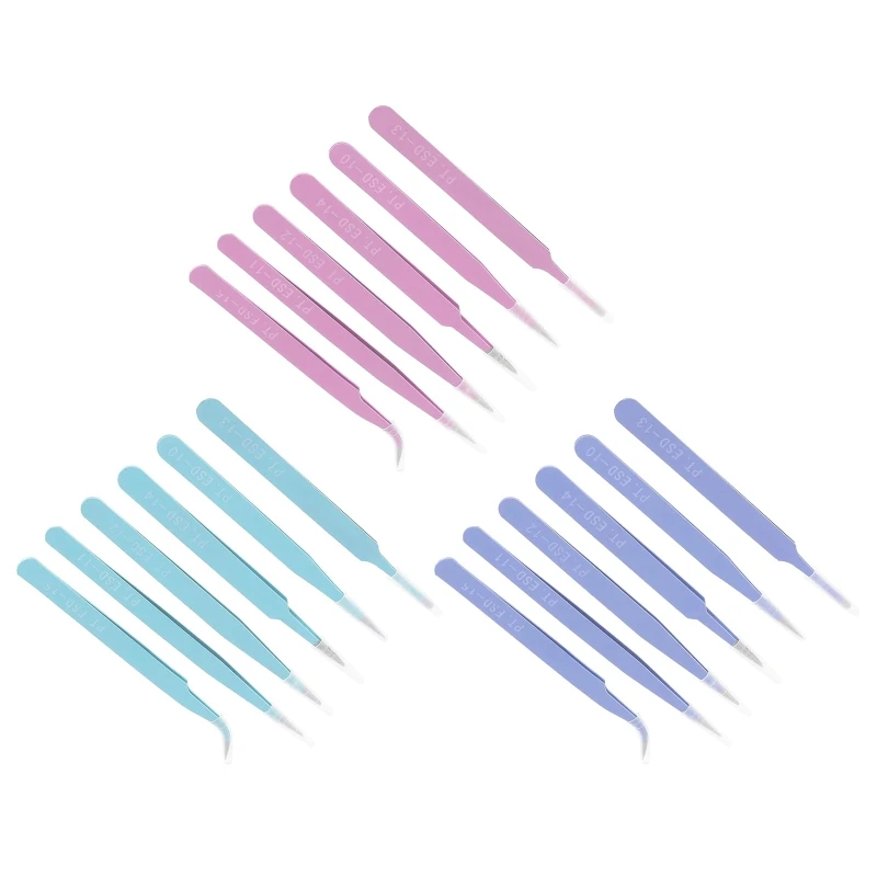 

6x Insulated Stainless Steel Tweezers Precision Tweezers 116mm-133mm for Jewelry 85DA
