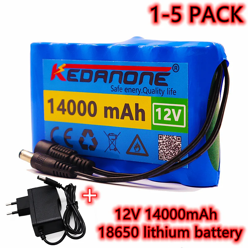 

1-5 PACK 18650 3S2P 12V 14000mah Li-ion Battery Rechargeable DC 12.6 V 14Ah CCTV, Camera, Monitor spare Battery pack+ charger