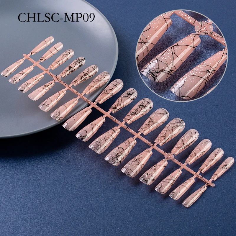 30 шт черная линия матовый балетки гроб поддельные пудра для ногтей с блестками