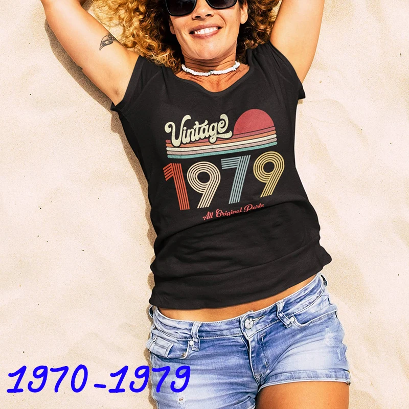 Camiseta Vintage 1970 - 1979 para mujer 42-51, 50 años, regalo de cumpleaños 51 °, Idea para mamá, niñas, esposa e hija, camiseta