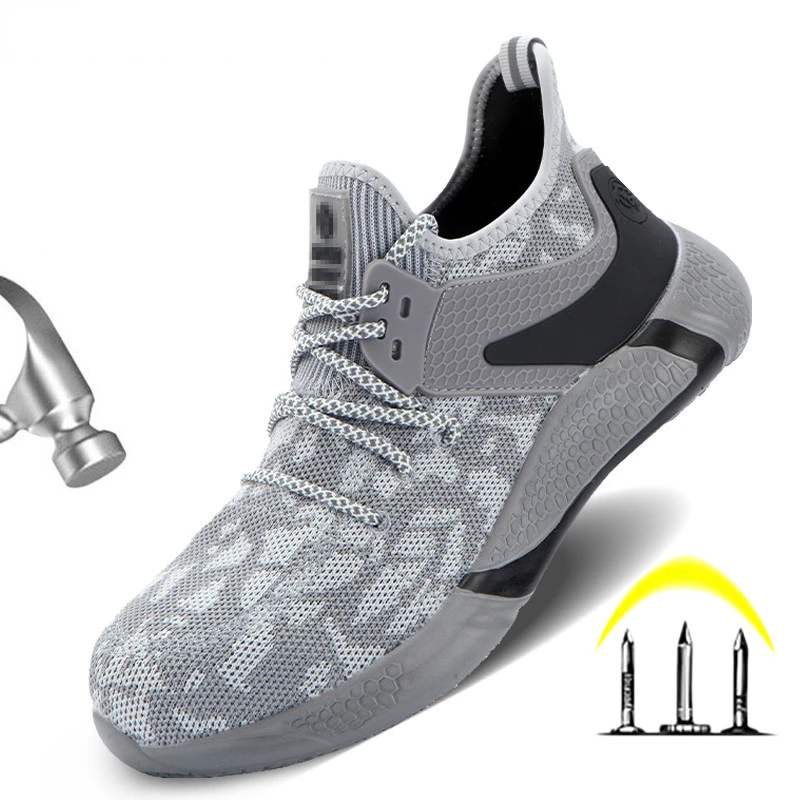 

Steel Toe Safety Shoes Men Puncture-Proof Work Boots Indestructible Sneakers For Men Work Shoes Male Construction Safety Boots
