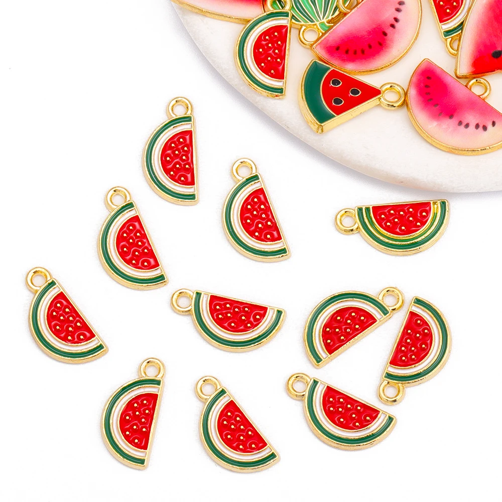 15 шт. забавные подвески из сплава с арбузом черникой и эмалью для сережек цепочка