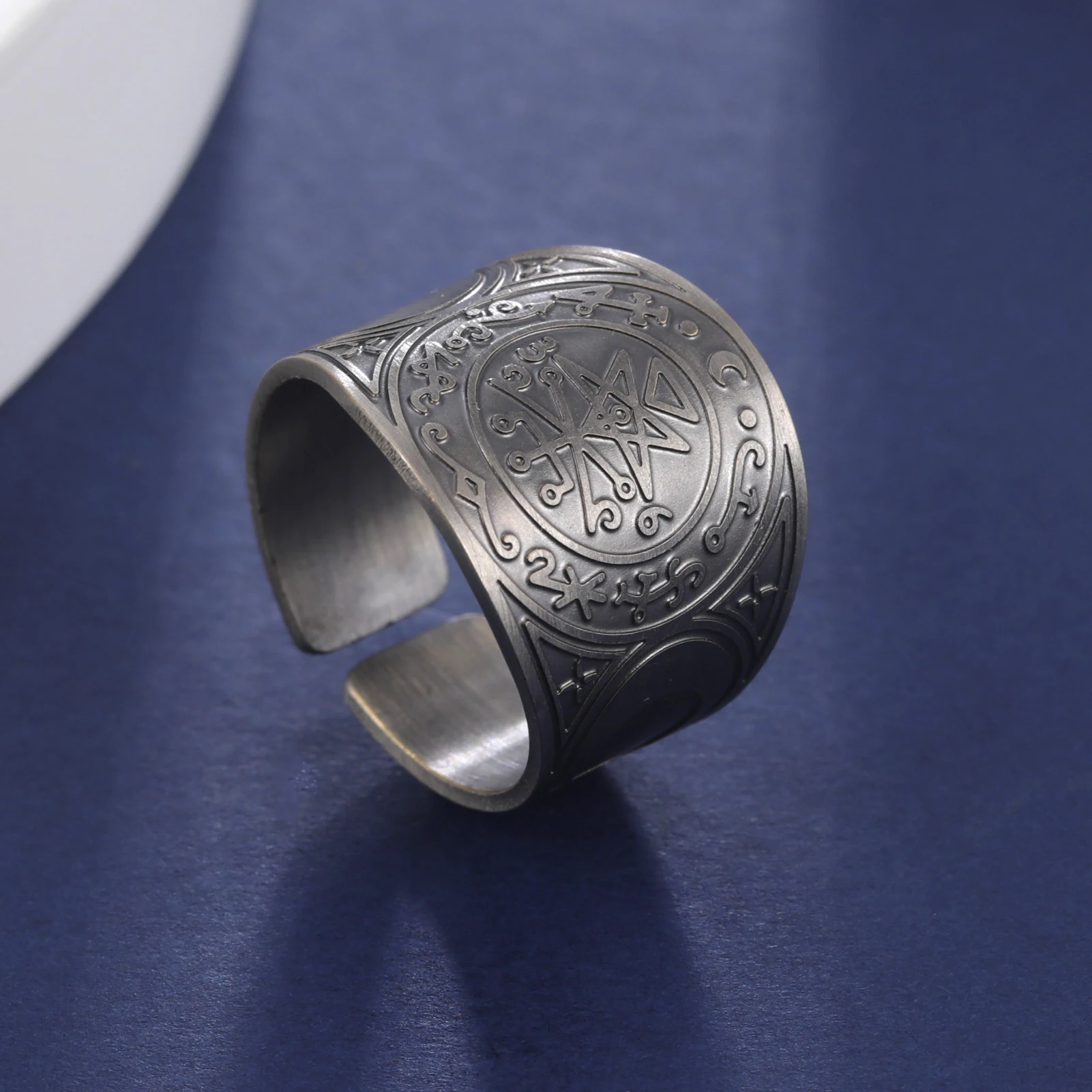 LIKGREAT Six Pointed Star Seal of Solomon Ring The 7 Archangels Protection Ring Metatron Cube Lilith Symbol Amulet Jewelry images - 6