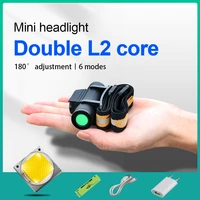 new l2 led headlamp mini headlight 18650 battery usb rechargeable outdoor riding head lamp torch 6 lighting modes work light