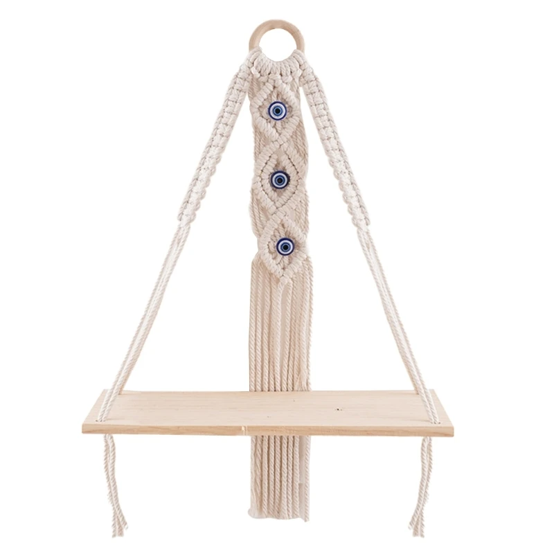 

Devil Eye Hanger Stand Hangers Floating Shelf Bohemian Woven Tapestry Wood Woven Hanging Storage Rack Wood Board Rack