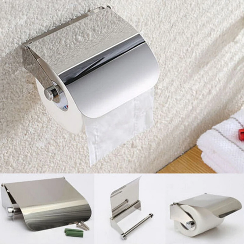 

Stainless Steel Bathroom Toilet Paper Holder Roll Tissue Box Wall Mounted Holder for Bathroom Stick Wall Towel Rack