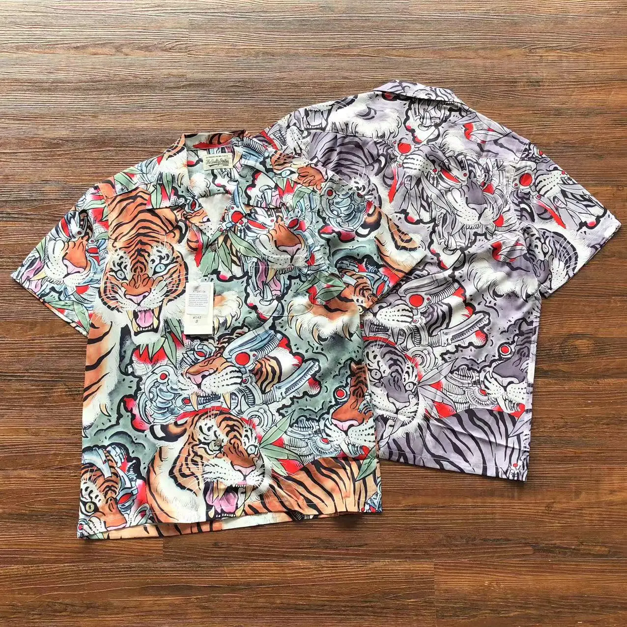 

WACKO MARIA Beach Shirt Men Women Casual Streetwear Tiger Pattern Hawaiian Top Tees
