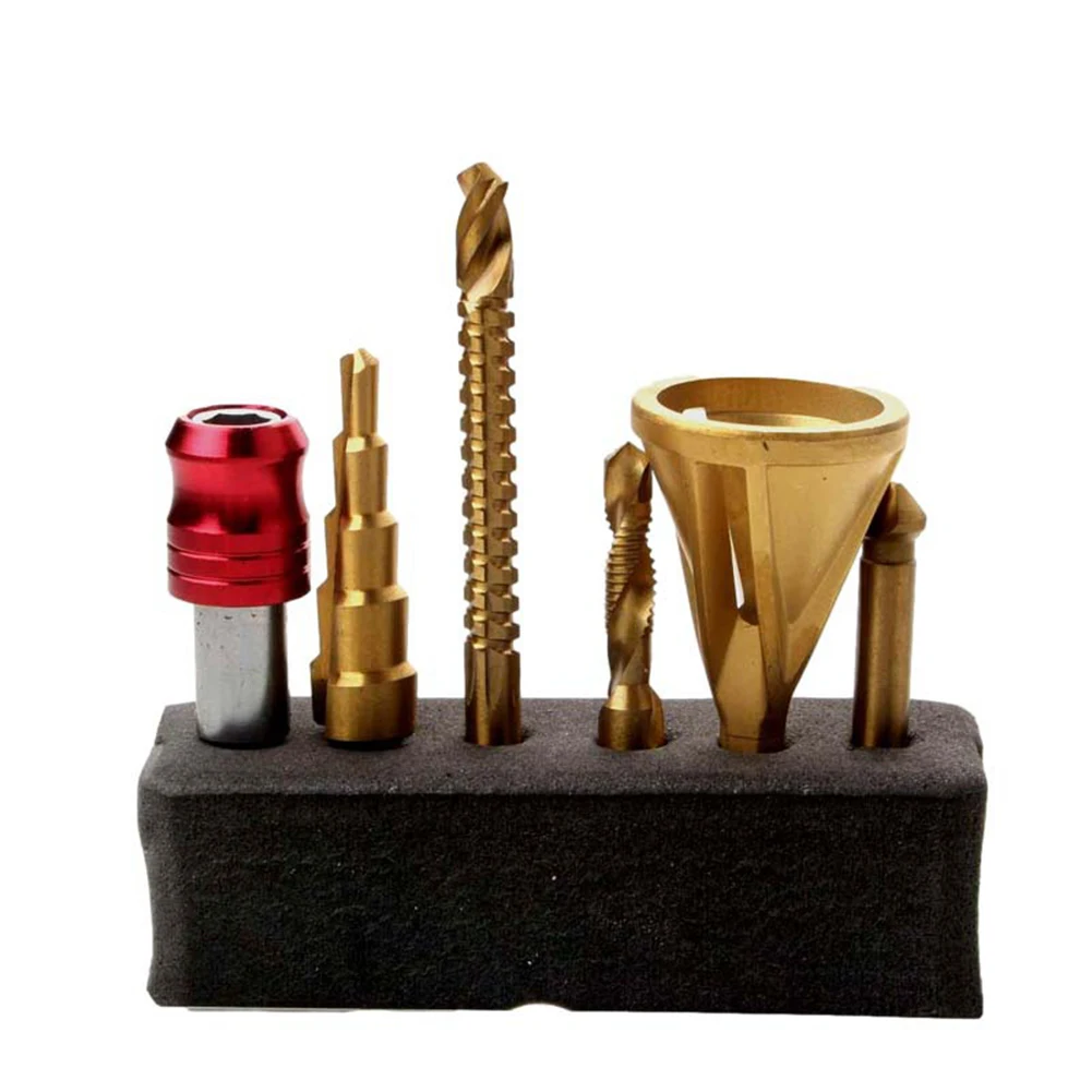 

6PCS 3 Flute Countersink Step Drill Bit Tapping Chamfer Saw Extension Rod Hole Cutter For Wood Plastics Steel Cutting Tool Parts