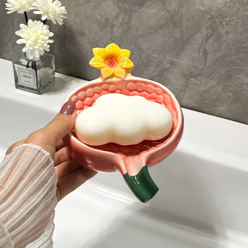 

Ceramic soap box creative pomegranate toilet soap box soap holder shelf bathroom ceramic decoration