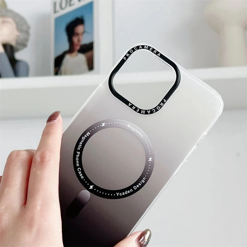 Прозрачный градиентный магнитный матовый чехол Magsafe для iPhone 13 12 11 14 Pro Max Твердый