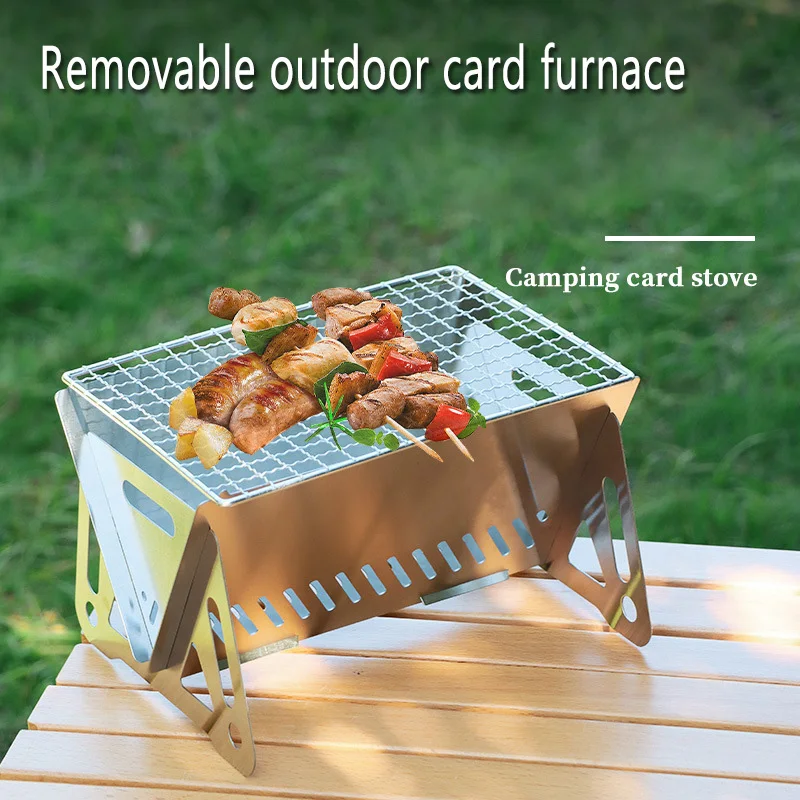 

Outdoor Portable Card Furnace Stainless Steel Folding Card Oven Incinerator Barbecue Charcoal Stove Multifuntional Camping Suppl