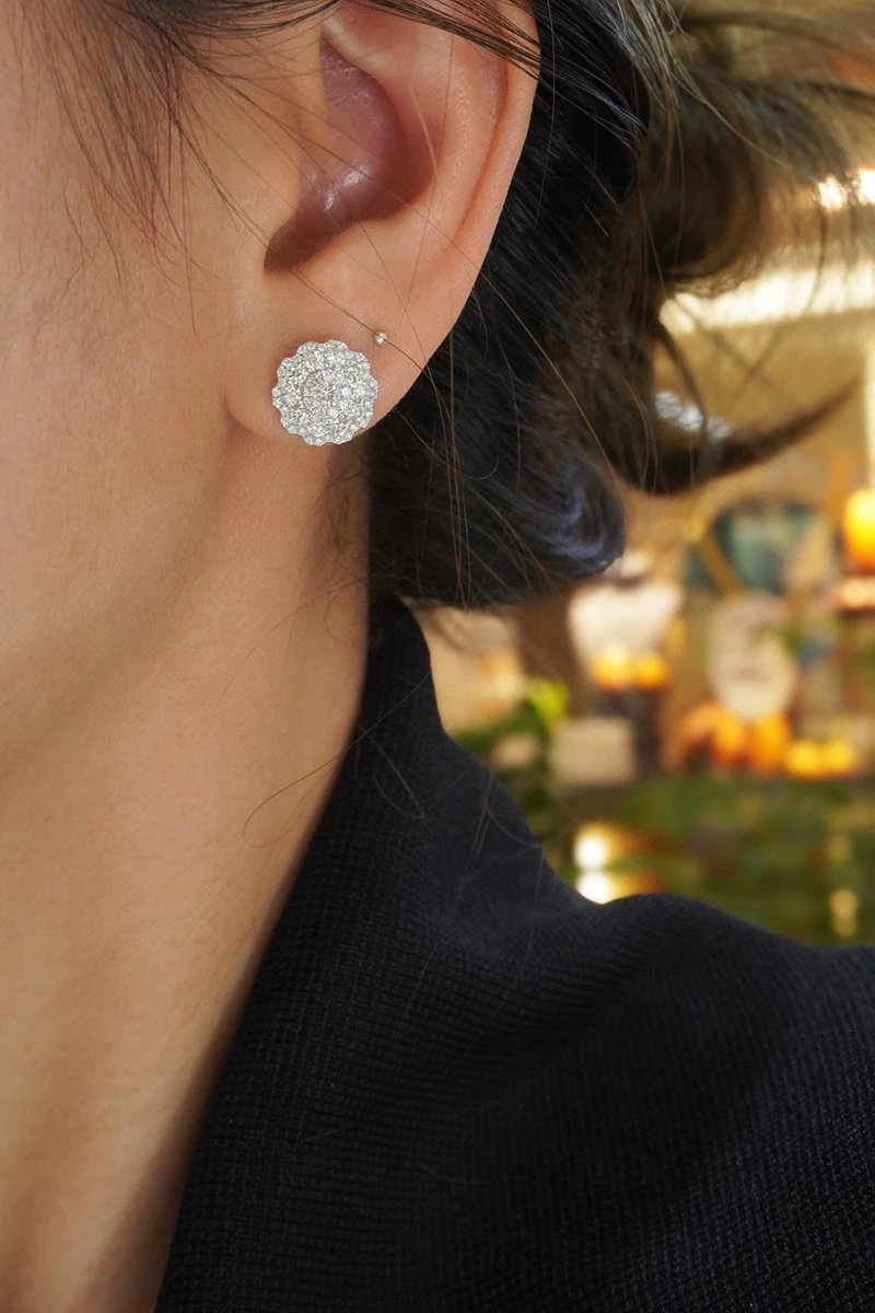 Серьги LUOWEND из белого золота 18 карат роскошные дизайнерские серьги-гвоздики в