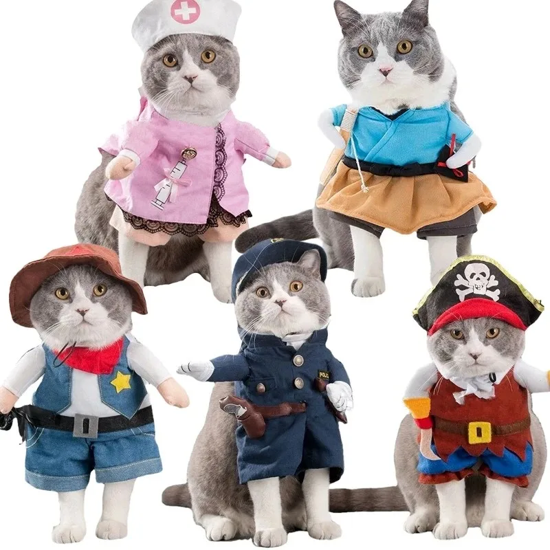 

Смешная одежда для кошек, костюм для косплея собак, костюмы на Хэллоуин, комичные костюмы, комплект одежды для домашних животных, праздничная одежда для маленьких питомцев