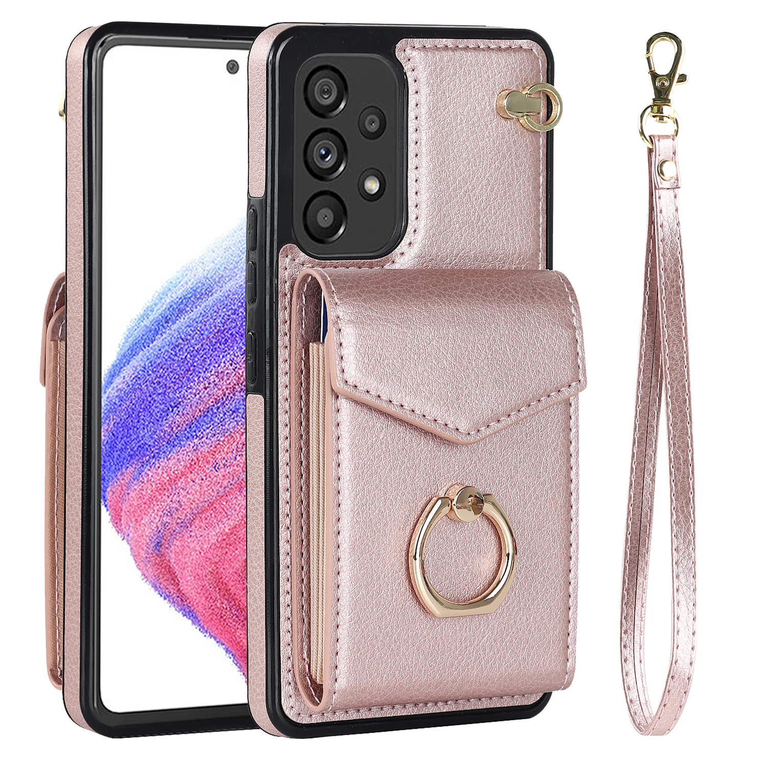 

Luxury Leather Silicone Wallet Case For Samsung Galaxy A73 A53 A33 A13 A82 A72 A52 A42 A32 A22 A12 A71 A51 A70 A50 Lanyard Cover