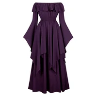 victorian dress for women elastic waist medieval off shoulder long sleeves dress plus size elegant evening gown
