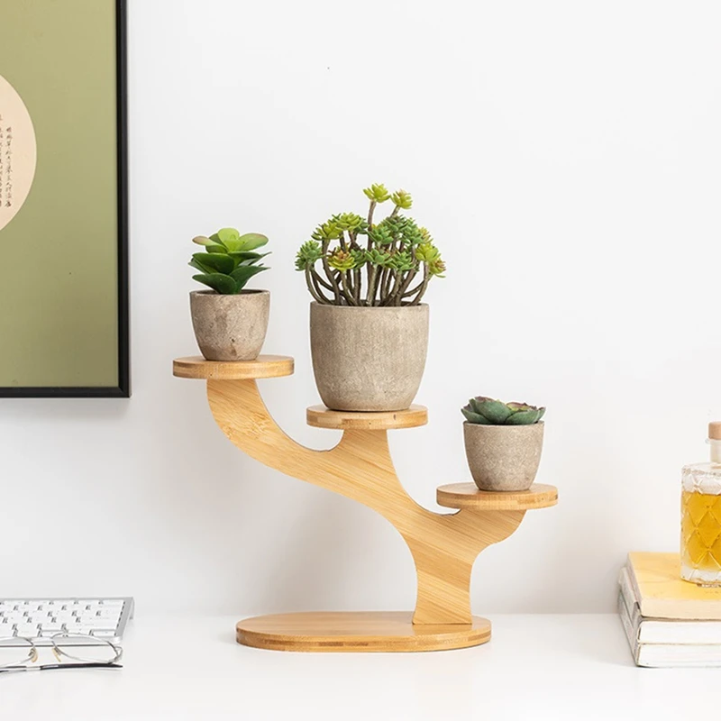 Стеллаж для демонстрации 3-уровневая подставка деревянных растений настольная
