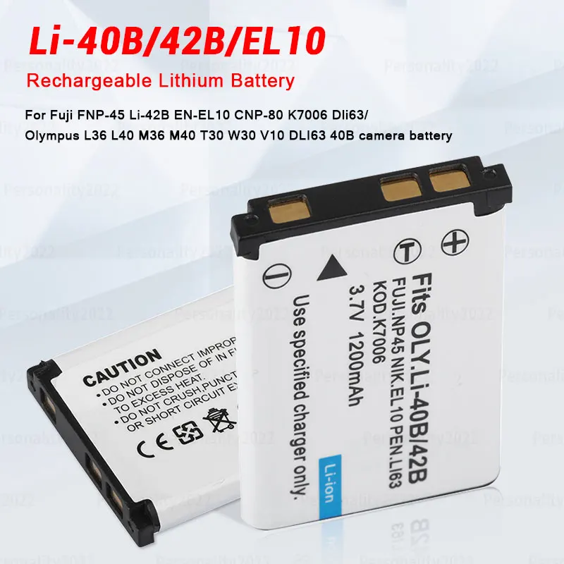 Li-40B/42B EN-EL10 литиевая батарея 3 7 V 1200mAh Li40B для Nikon Fuji FNP-45 Li-42B CNP-80 K700 аккумуляторная