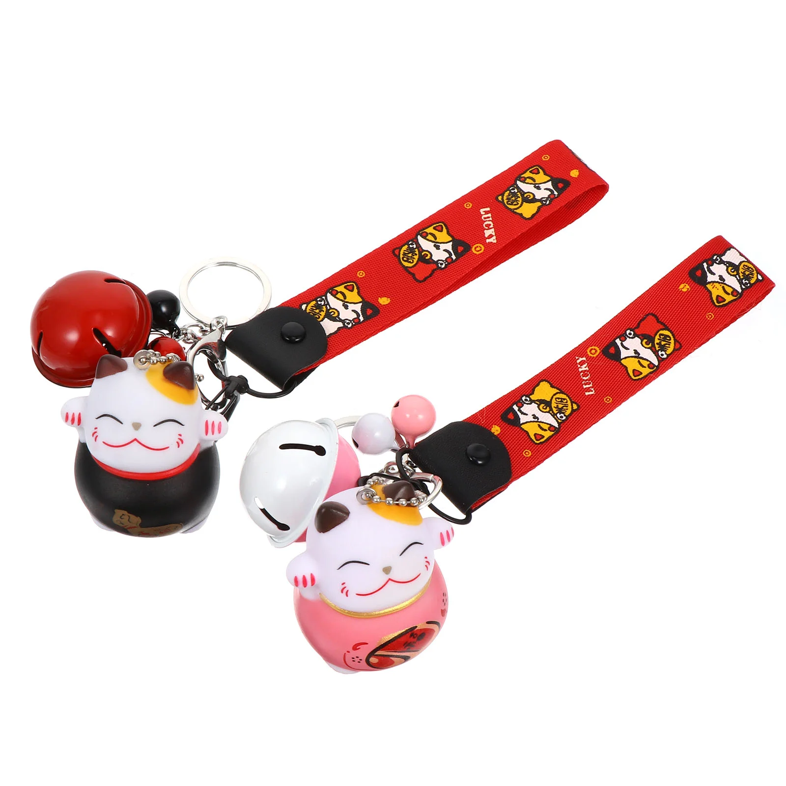 

2pcs Durable Cartoon Cat Key Chains Practical Key Decors (Assorted Color)