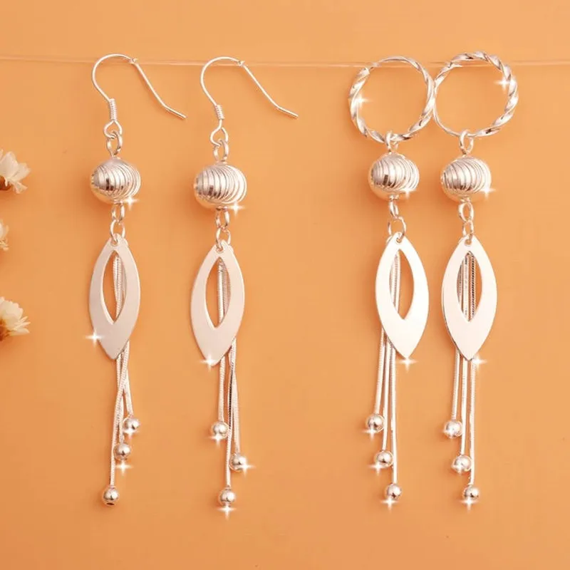 

Leaf transfer beads tassel earrings
