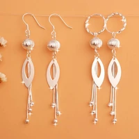 leaf transfer beads tassel earrings