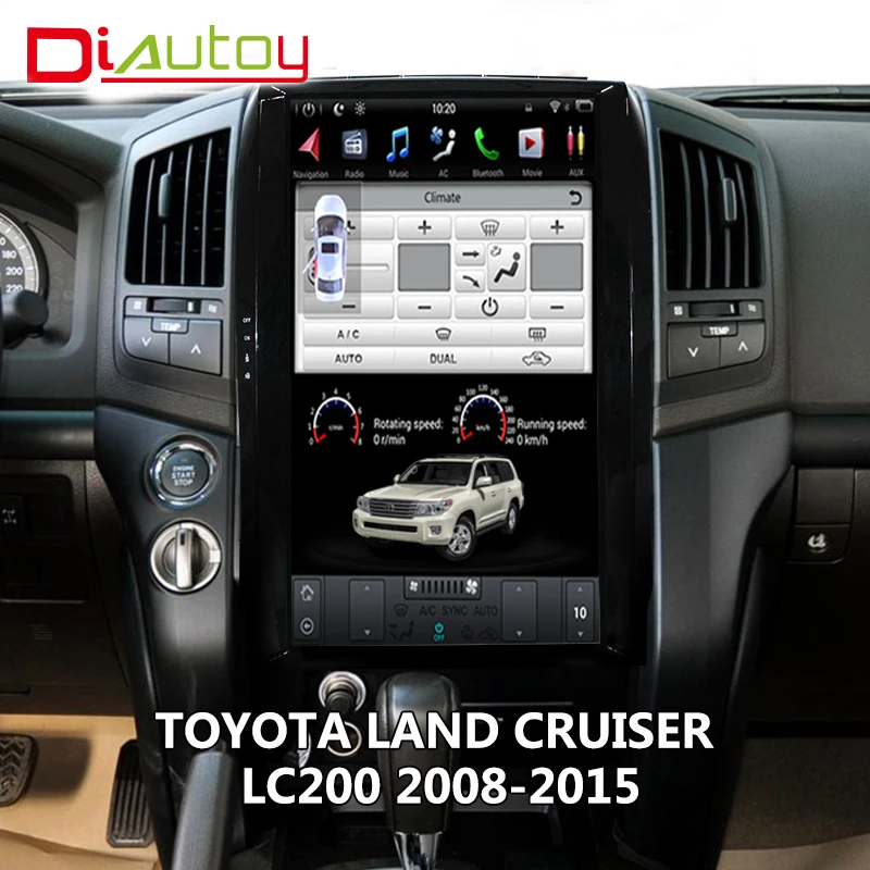 Сенсорный экран в стиле Tesla 17 дюймов встроенный Carplay Android 9 для Toyota Land Cruiser LC200 2008-2015