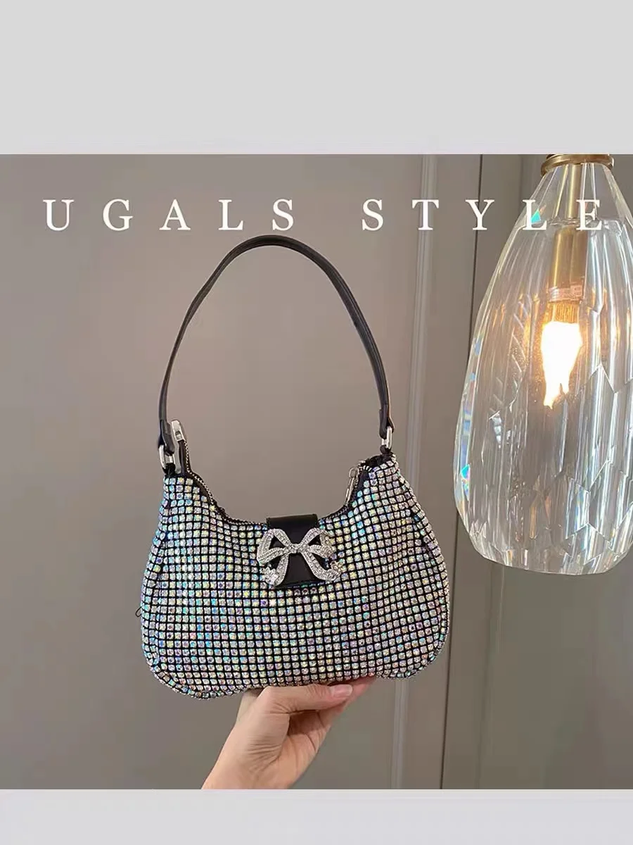 Женская Блестящая вечерняя сумка-клатч с бриллиантами