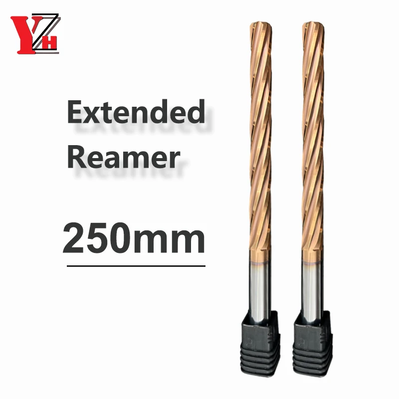 

YZH 250mm Carbide Machine Reamer HRC60 Coated Sprial Groove Tolerance H7 Harened Steel Metal Cutter CNC Turning Hole