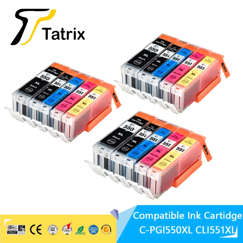 PGI-550XL CLI-551XL Совместимый струйный картридж для Canon PIXMA
