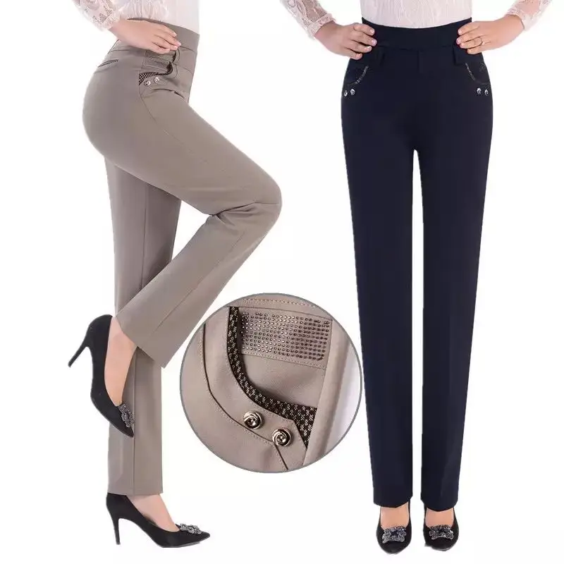 Oversize New Spring Autumn Women Pants Slim Elastic High Waist Straight Pants Stretch Female Trousers Pantalones