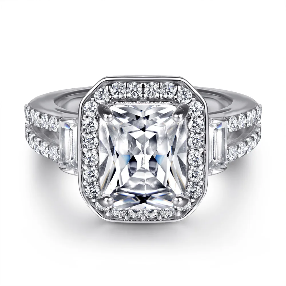 

New fashion trend S925 silver 5A zircon ladies personality temperament atmosphere simple ring