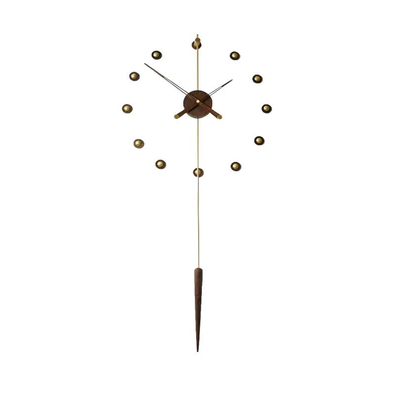 

Modern Large Wall Clock Wood Walnut Silent Clcoks Metal Gold Luxury Wall Watches Home Decor Living Room Decoration Gift