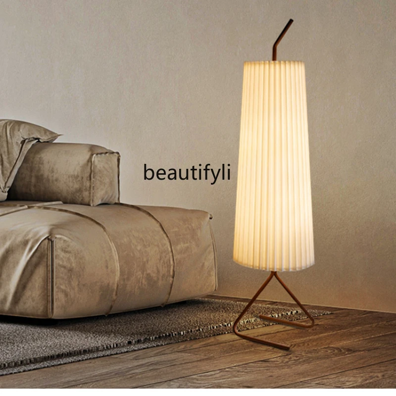

HJ Floor Lamp Study Living Room Japanese Retro Ruffled Pleated Floor Lamp