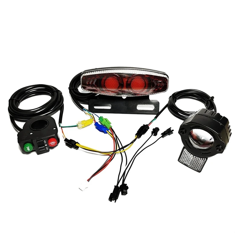 

E-Bike Light 24/36/48V/60V Headlight Front Tail Rear Warning Lights LED Night Turn Signal Brake Light With Horn