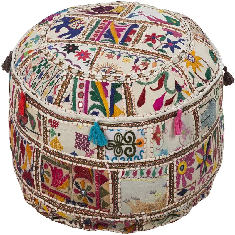 

Su Pouf Area Rug POUF-92 Papyrus Persian Patchwork 22" x 22" x 12"