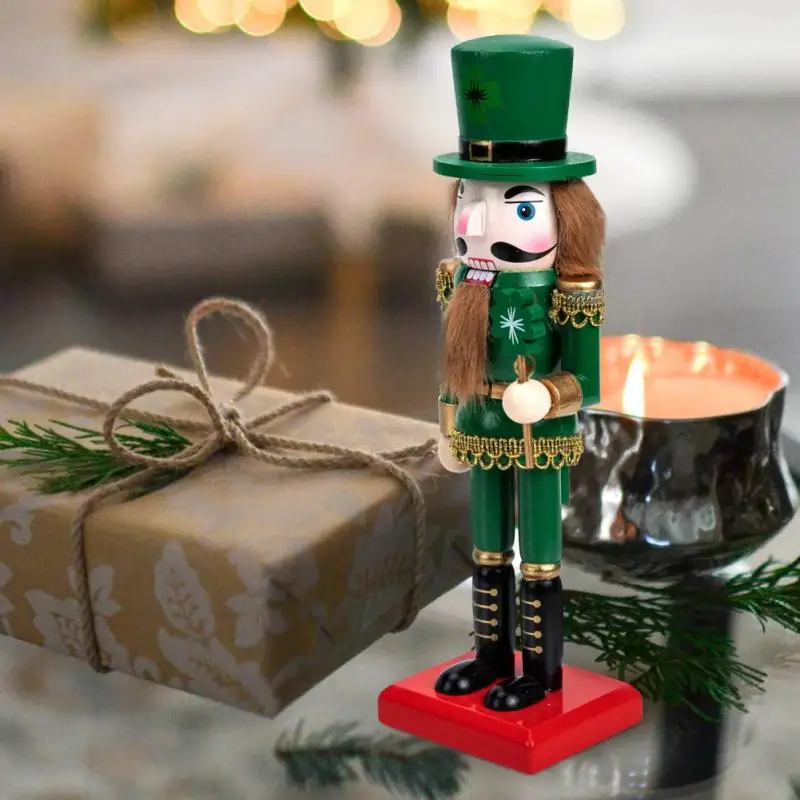 

Green Gingerbread Man Creative Handwork Nutcracker Decoration Mini Painted Walnut Soldier Merry Christmas Nutcracker Statue 25cm