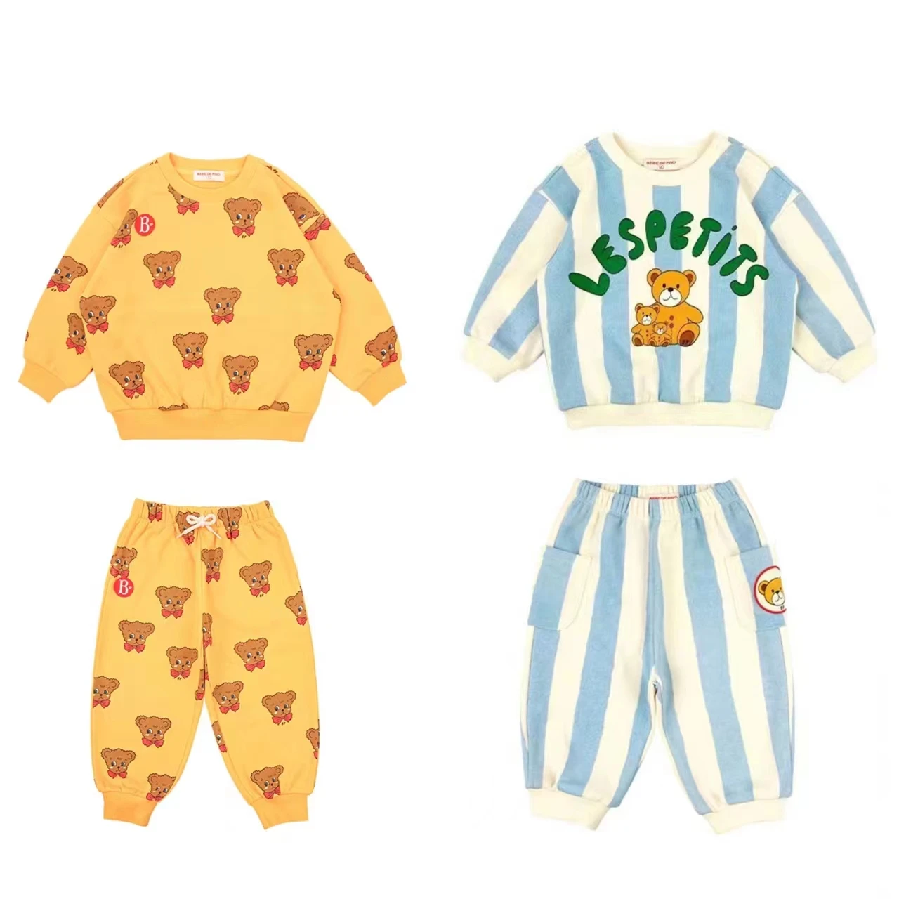 

2023 Children's Clothing ins cartoon cute bear boys and girls' Sweater suit