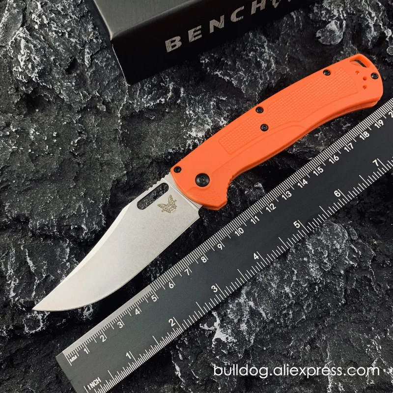 

BM Knives 15535 TAGGEDOUT Hunting Pocketknives Bench CPM-154 Made Folding Blade EDC Self Defense Pocket Knife Orange Top Ver.