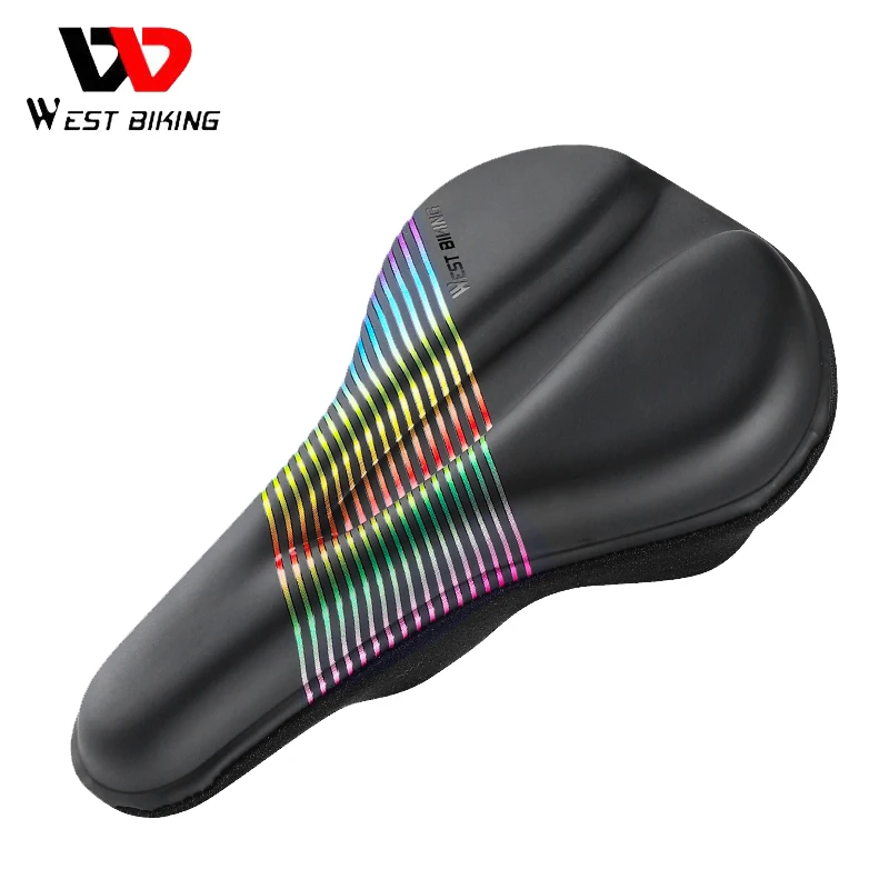 

WEST BIKING Comfortable Bicycle Saddle Cover Road Bike Waterproof PU Leather Silicone Memory Foam MTB Shock Absorbing Seat Cover