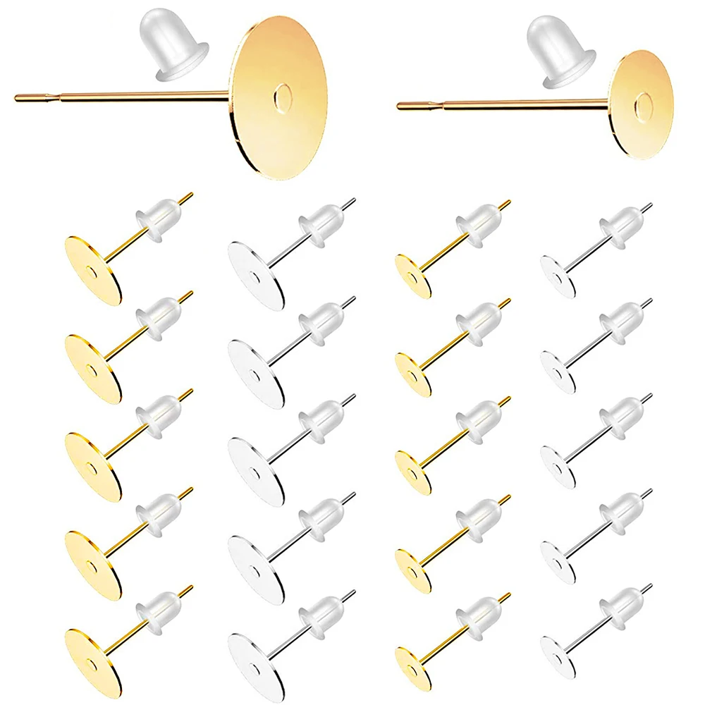 

200sets Earring Posts and Backs Hypoallergenic Earring Studs with Transparent Earring Plug for Jewelry Making Findings Wholesale