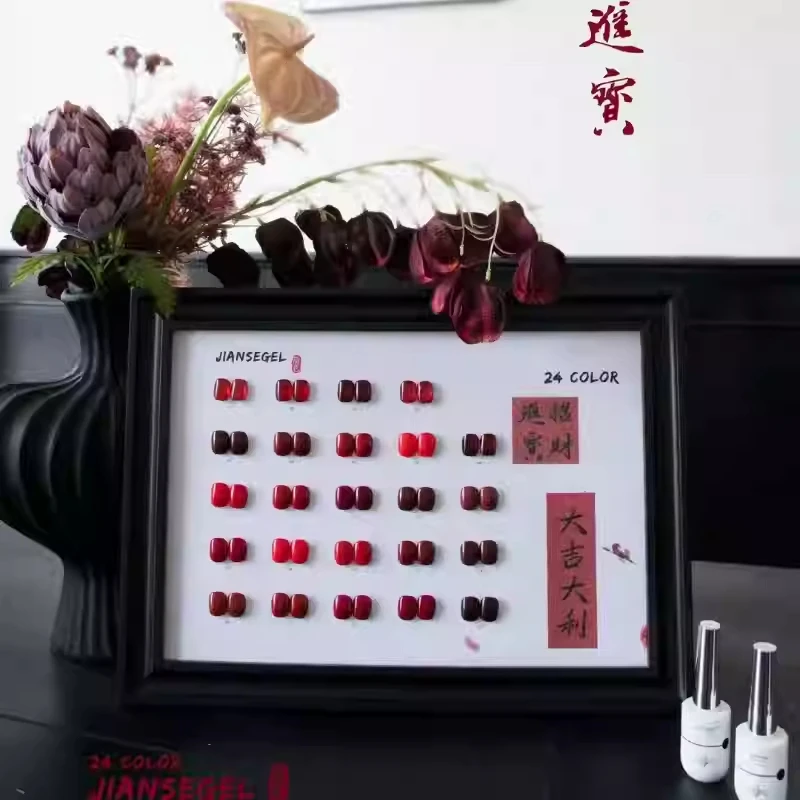 JIANSE 24-цветный набор гелей для ногтей Маникюрный салон Однотонный кошачий глаз