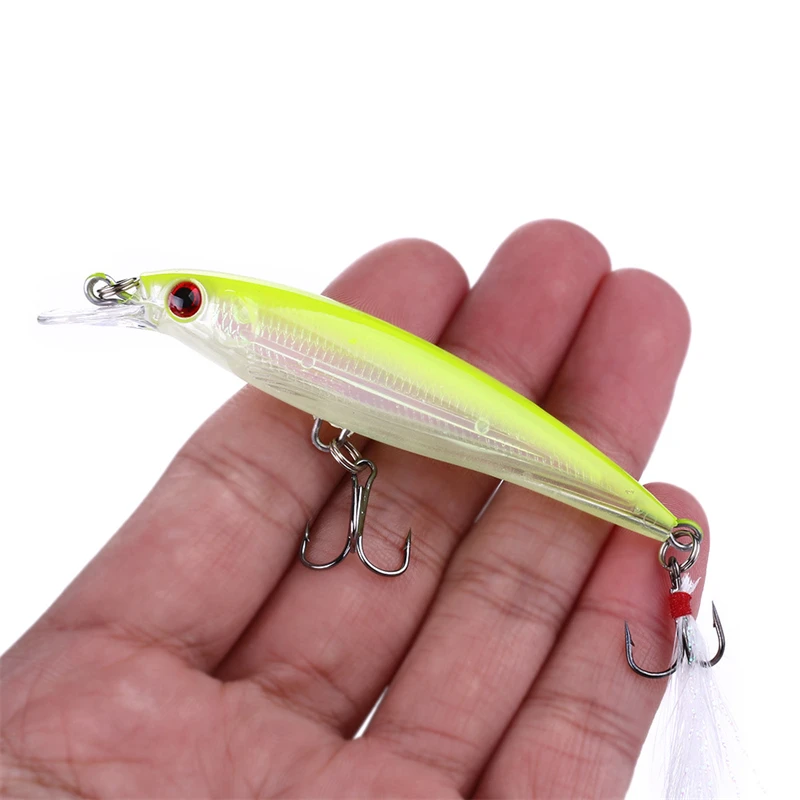 

NEW Artificial Fishing Lures 9cm 8g Hard Bait Minnow Lure Feather Treble Hook Life-Like Swimbait Fishing Bait Crankbait Fishing