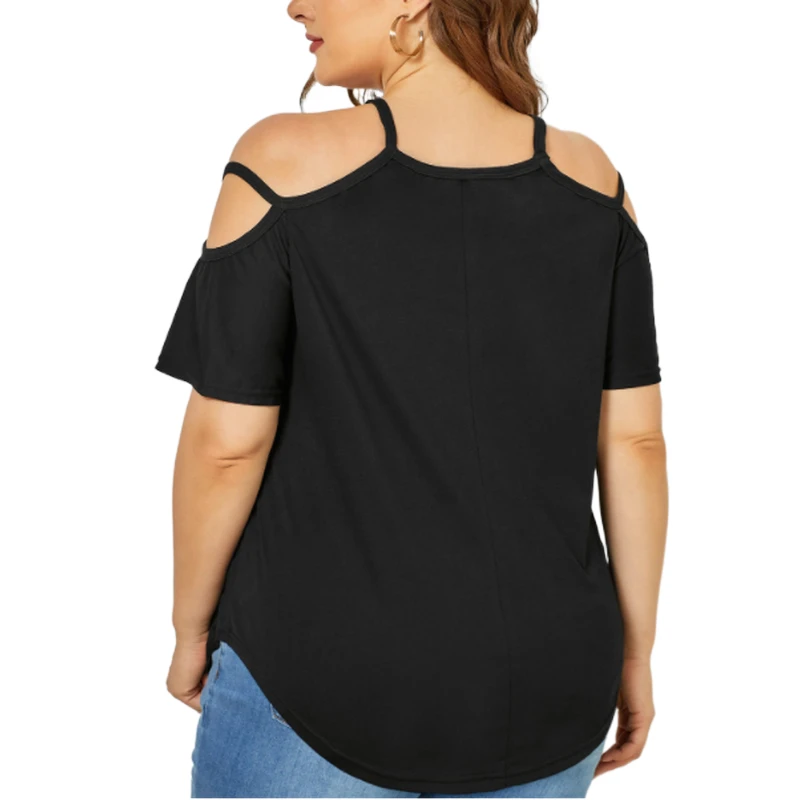 Women Summer 2022 Plus Size 4Xl T Shirt Casual Short Sleeve Tops Tees Sexy Cut Hollow Out T-Shirt Loose Female Ropa De Mujer