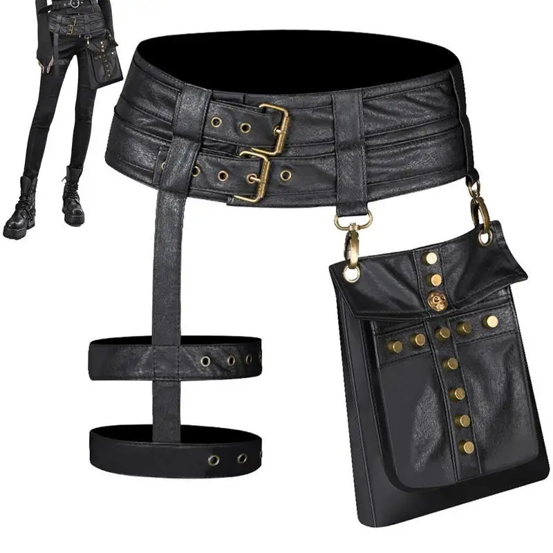 

Винтажная кожаная поясная сумка для мужчин и женщин, кошелек в средневековом стиле для переноски, карман в готическом стиле, аксессуар для праздника