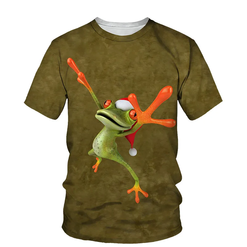 

Summer Cool and Breathable 3D Animal Frog Pattern Men's Clothing T-shirt Fashion Casual Sports Quick Drying Top Short Sleeve。